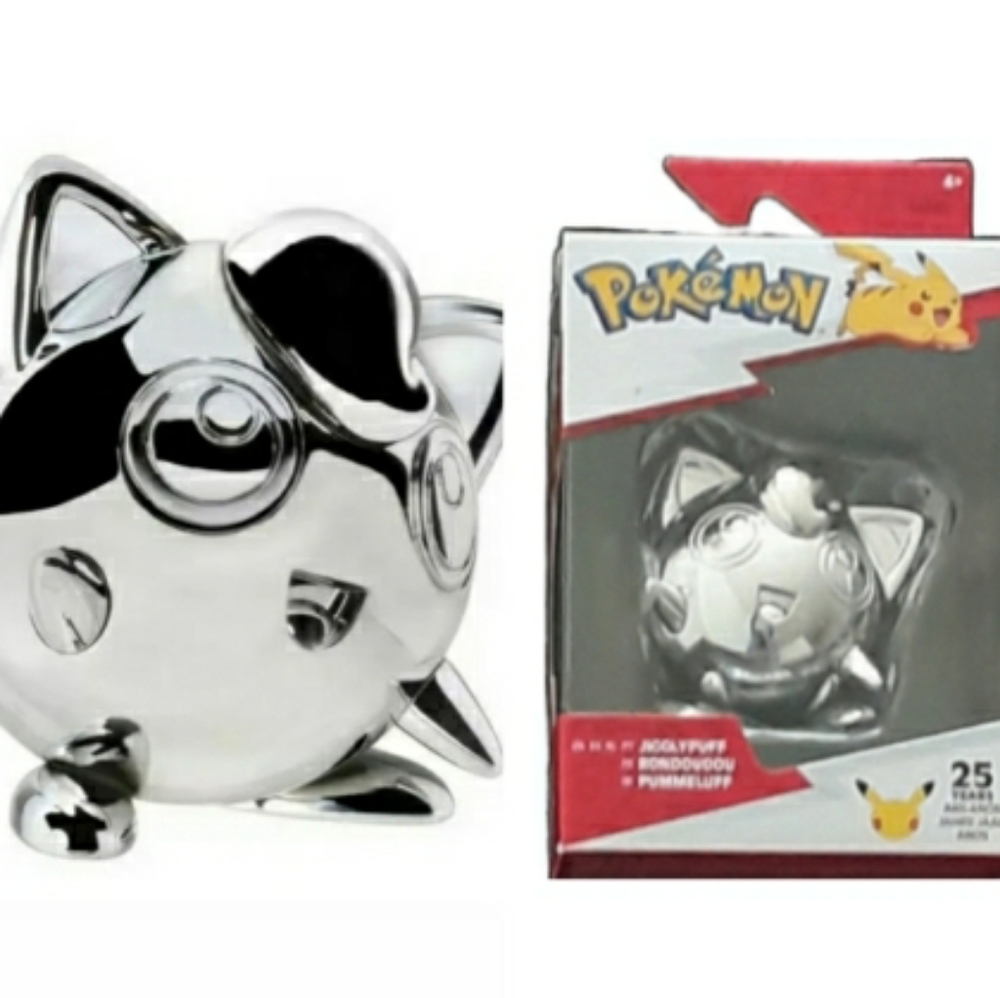 Pokemon 25th Celebration Silver Jigglypuff Battle Figurine - Pokemon Collectibl